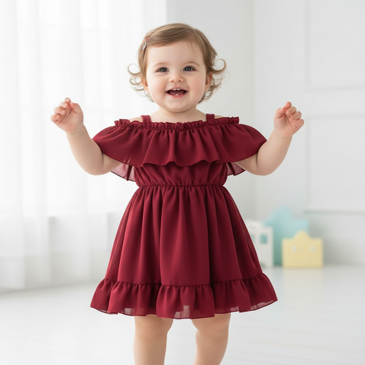 Baby Girl Casual Solid Color Dress