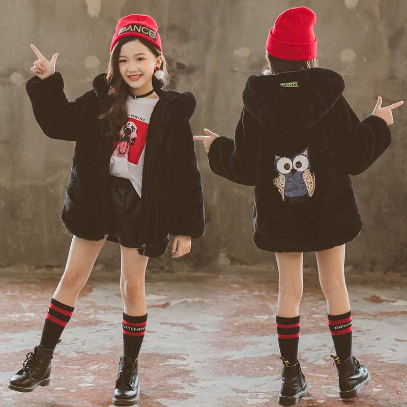 Girl's Faux Fur Thickened Thermal Coat - ChoreGirl