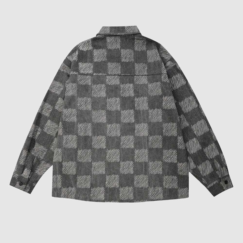 Men's Checkered Loose Button-up Shirt - ChoreGirl