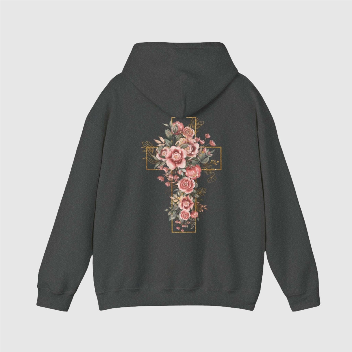 Custom Unisex Blooming Flower Cross Heavy Blend Hoodie | PERSONALIZED - ChoreGirl
