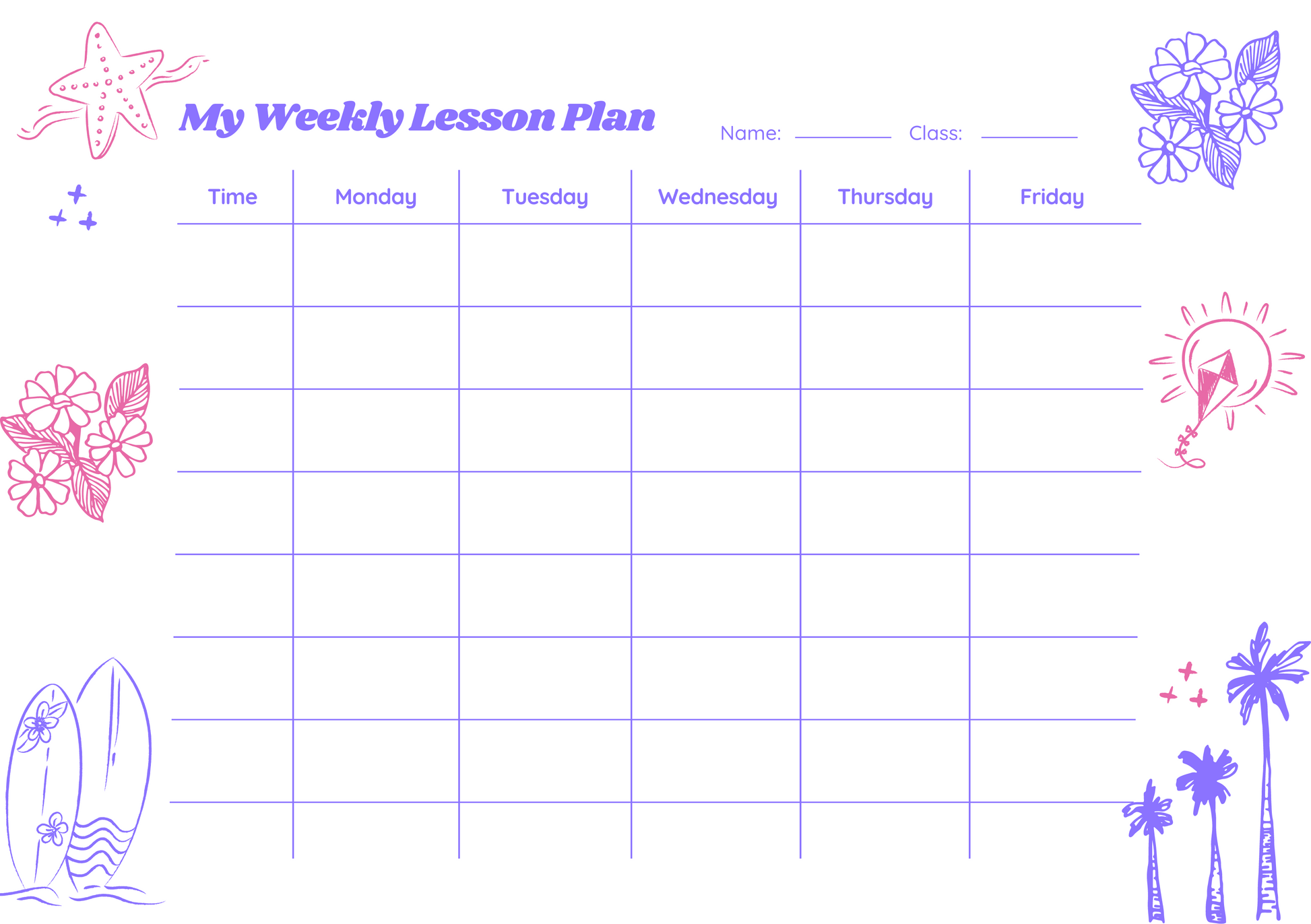 Custom Timetable with Colorful Designs - Available in German and English | PERSONALIZED - ChoreGirl