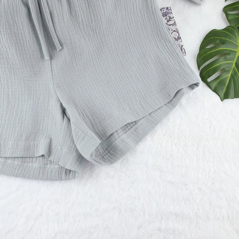 Women's Loose Double-layer Gauze Short-sleeved Shirt and Shorts Two-piece Pajamas Set - ChoreGirl