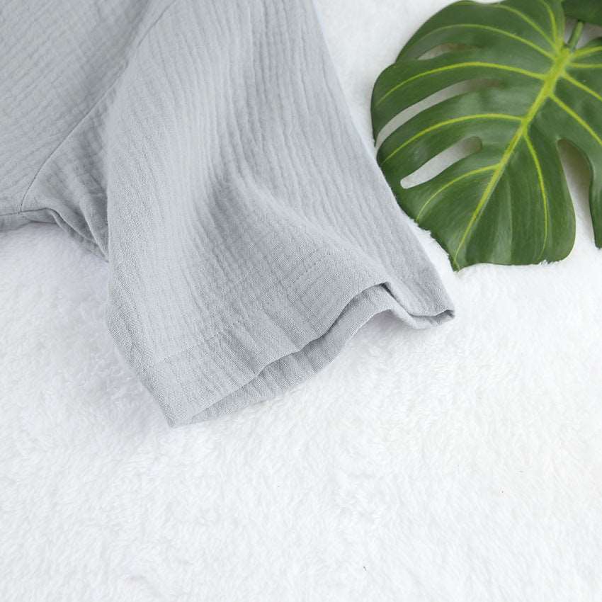 Women's Loose Double-layer Gauze Short-sleeved Shirt and Shorts Two-piece Pajamas Set - ChoreGirl