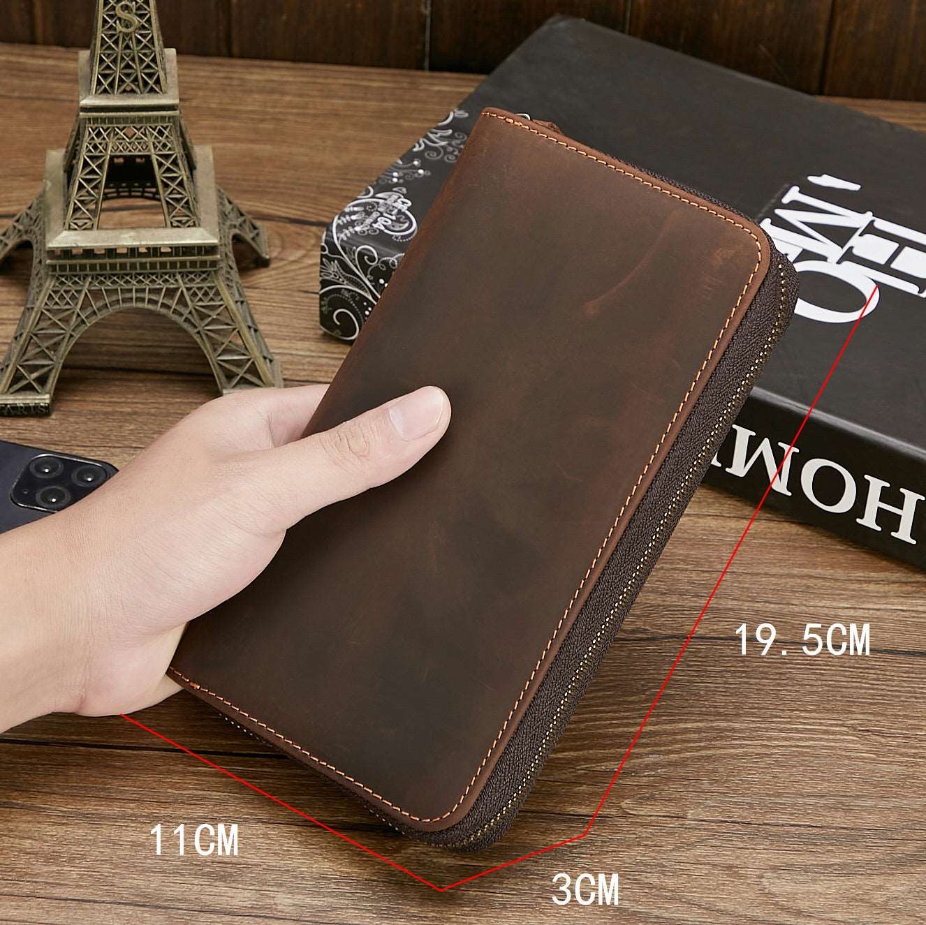 Men's Retro Hand Multifunctional Zipper Leather Wallet - ChoreGirl