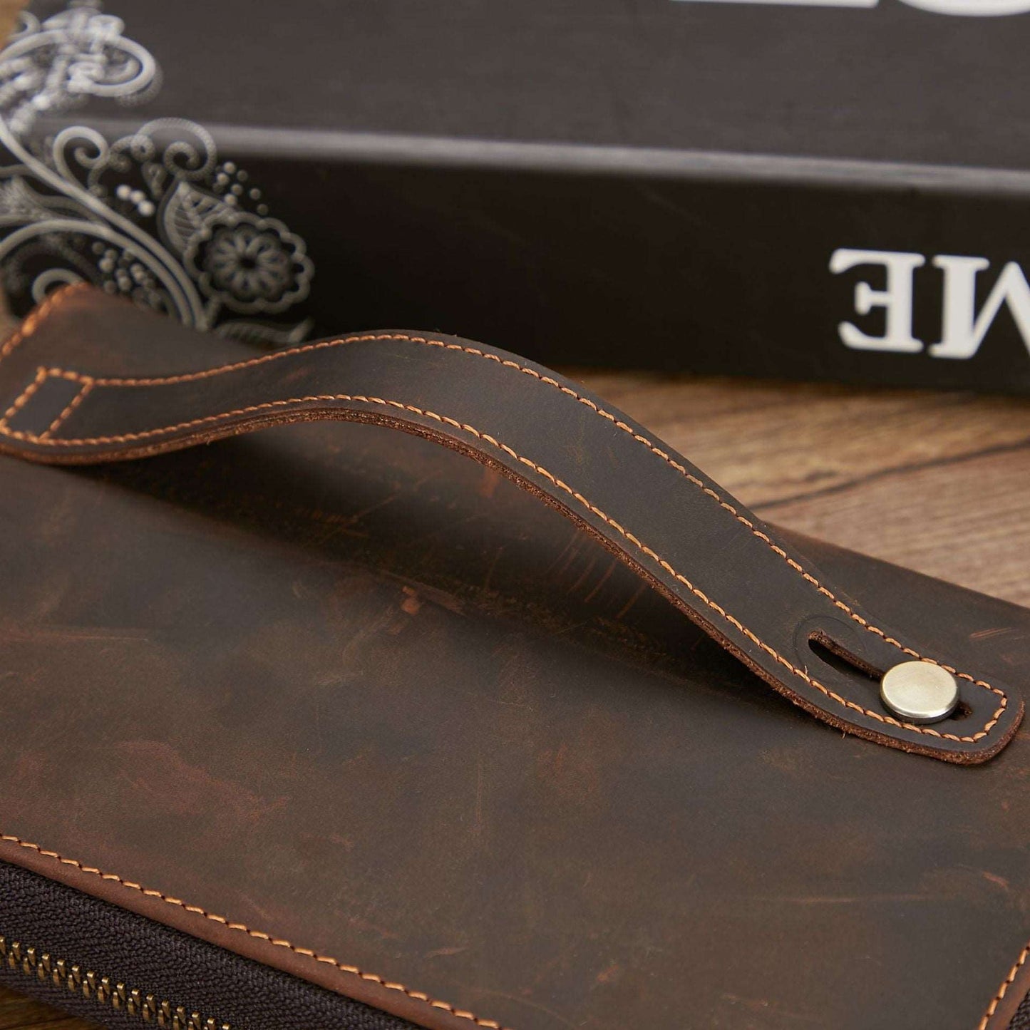 Men's Retro Hand Multifunctional Zipper Leather Wallet - ChoreGirl