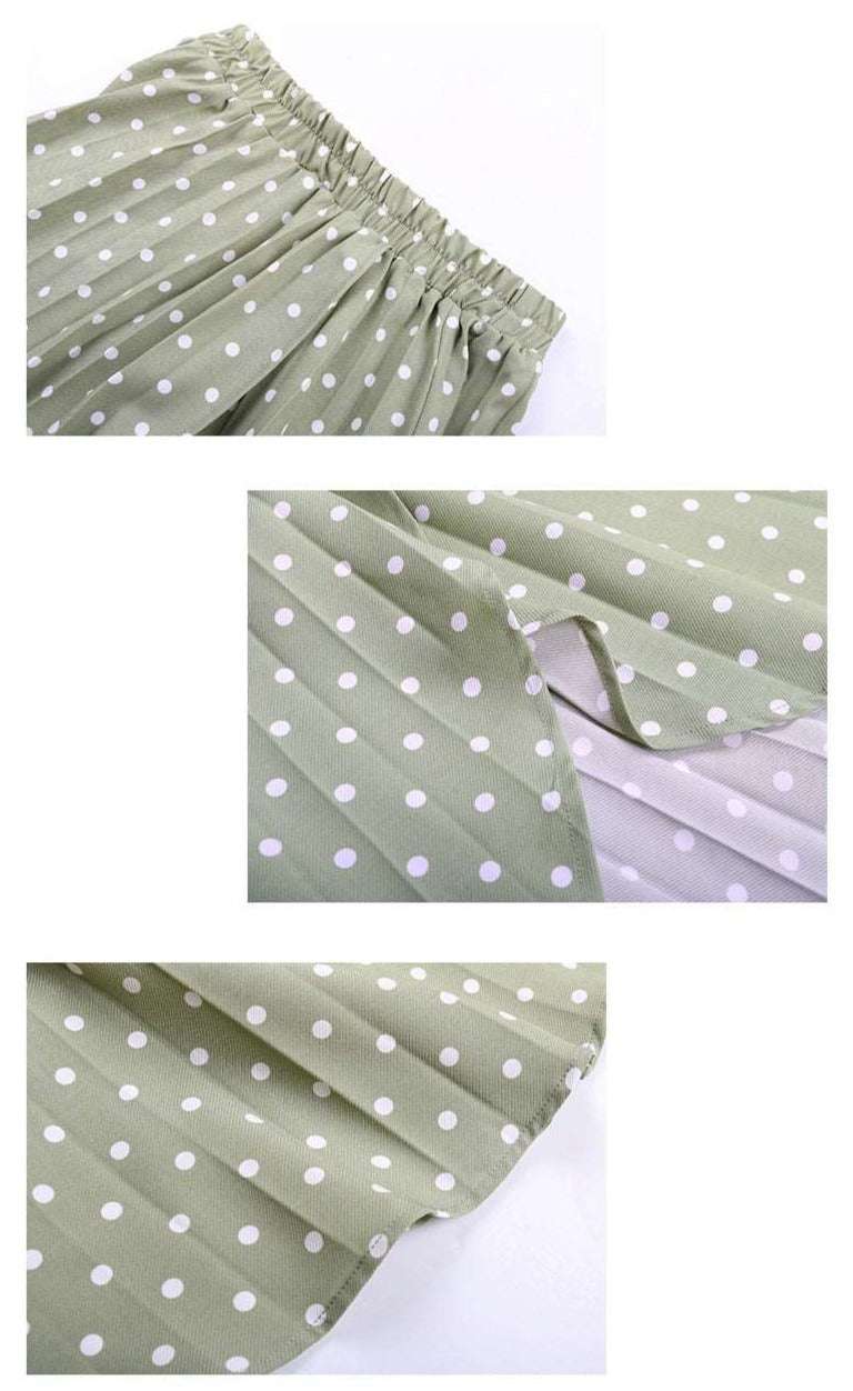 Women's Green Irregular Polka Dot Skirt - ChoreGirl