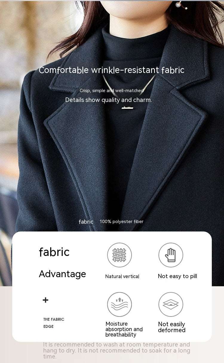 Women's Elegant Suit Jacket Black Double Breasted Coat - ChoreGirl