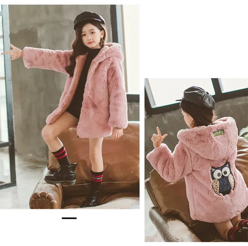 Girl's Faux Fur Thickened Thermal Coat - ChoreGirl