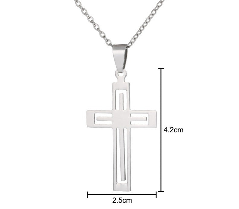Unisex Stainless Steel Cross Pendant Necklace - ChoreGirl