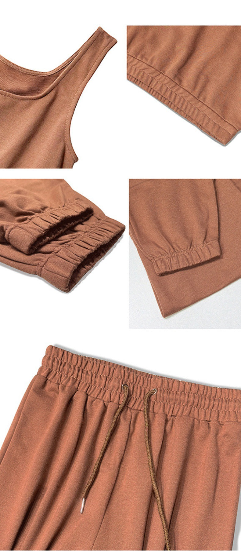 Women's Casual Cropped Tank Top and Pants Two-piece Outfit Set - ChoreGirl