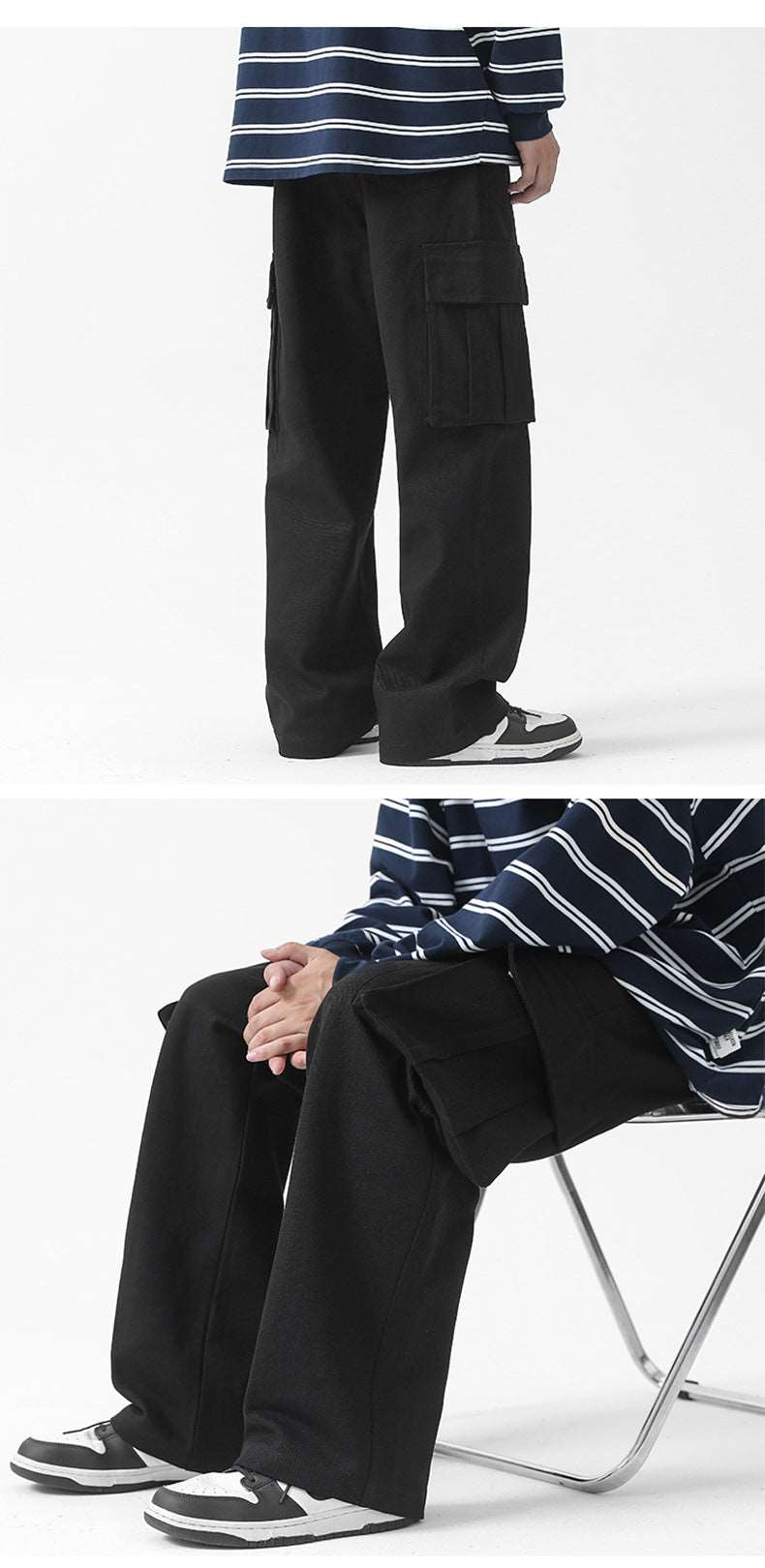 Men's Retro Straight Wide Leg Cargo Pants - ChoreGirl