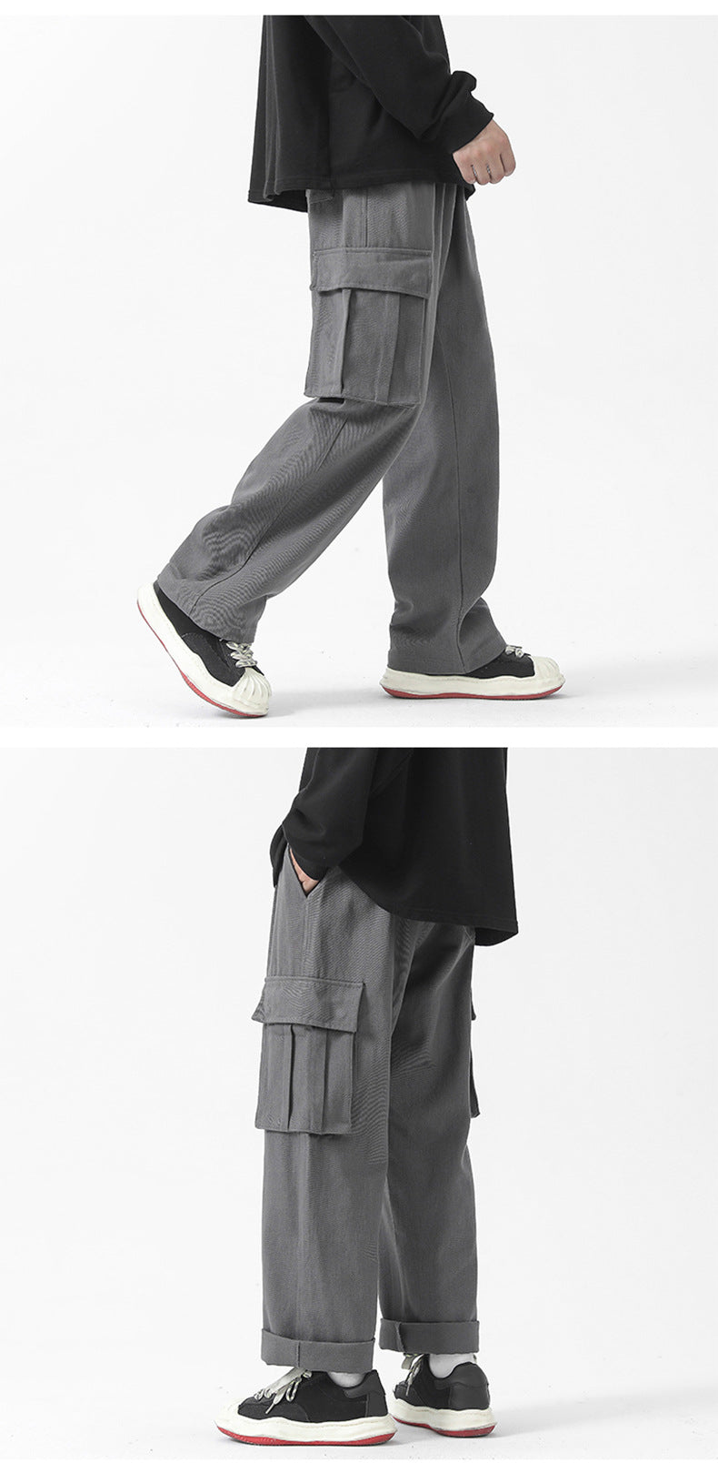 Men's Retro Straight Wide Leg Cargo Pants - ChoreGirl