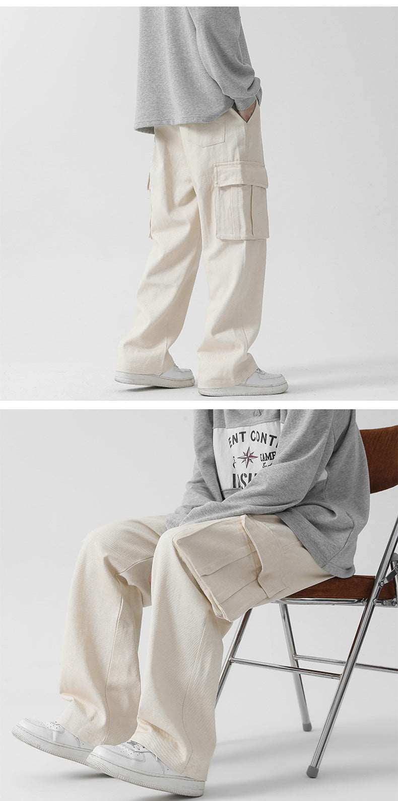 Men's Retro Straight Wide Leg Cargo Pants - ChoreGirl