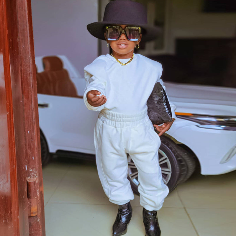 Baby Girl Trendy Casual Long Sleeved Sweatshirt and Pants Outfit Set - ChoreGirl
