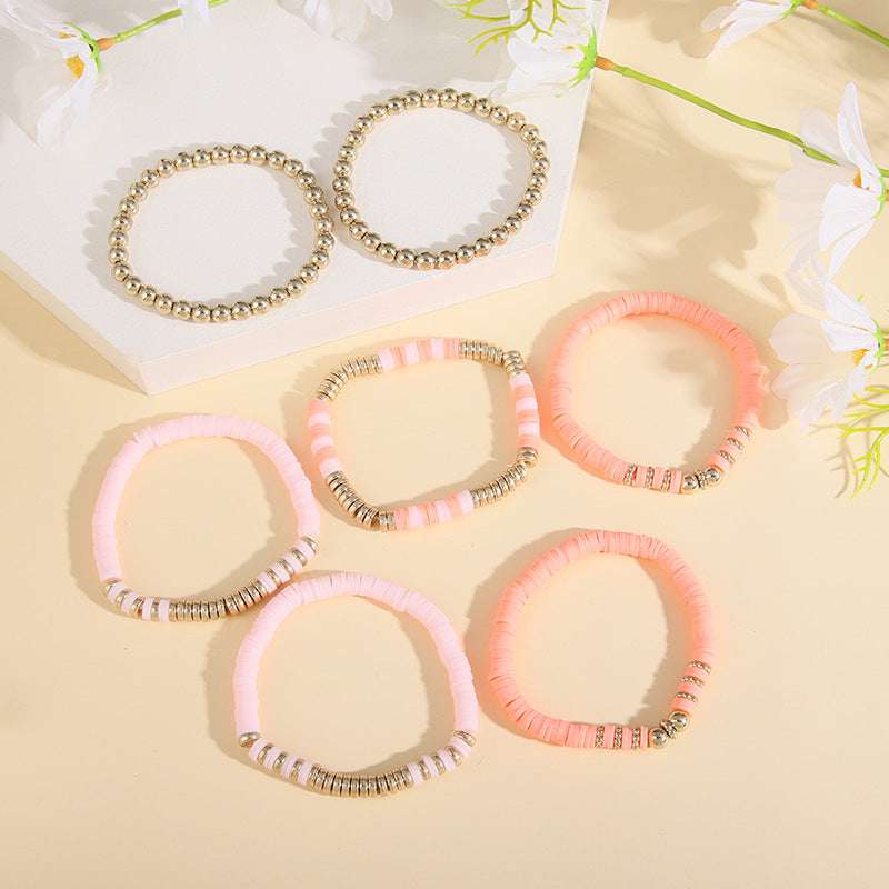 Retro Bohemian Polymer Clay Ball Bracelet Set - ChoreGirl