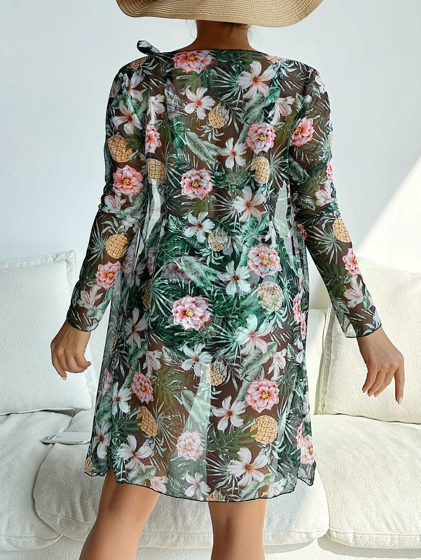 Women's Multicolor Printed Two-piece Swimsuit with Cover-up Robe - ChoreGirl