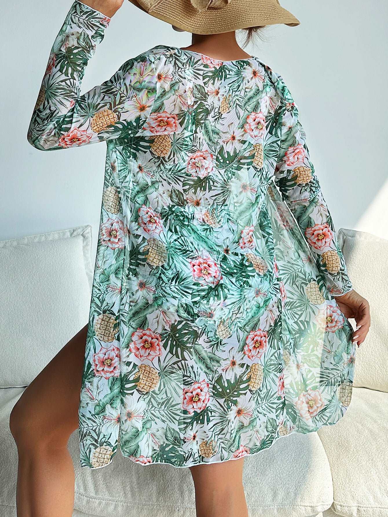 Women's Multicolor Printed Two-piece Swimsuit with Cover-up Robe - ChoreGirl