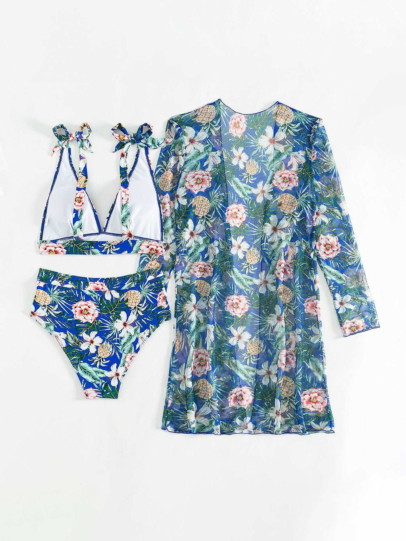 Women's Multicolor Printed Two-piece Swimsuit with Cover-up Robe - ChoreGirl
