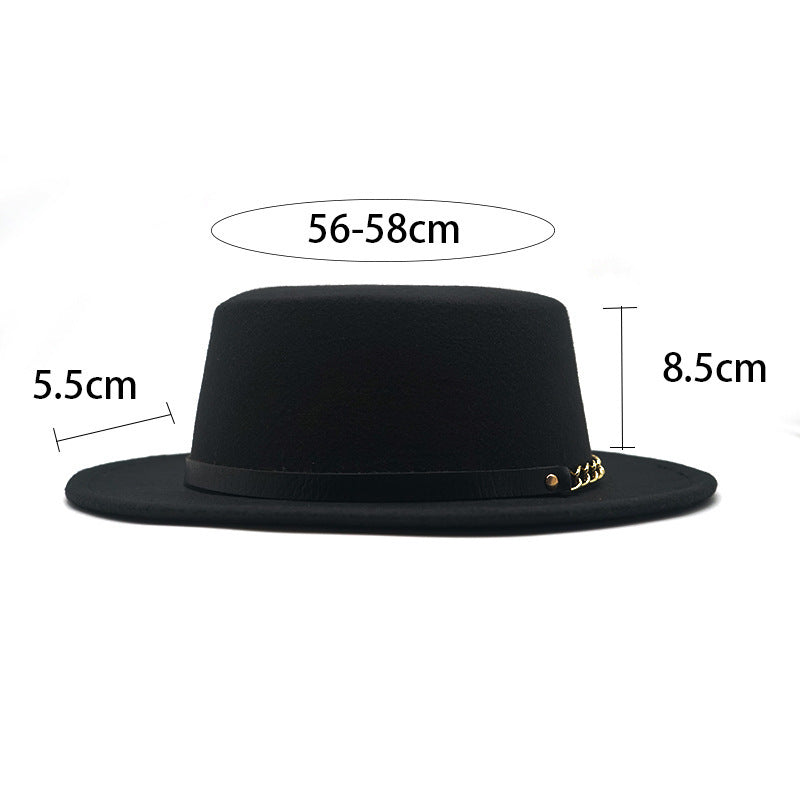 Unisex Solid Color Retro British Style Flat Top Hat - ChoreGirl
