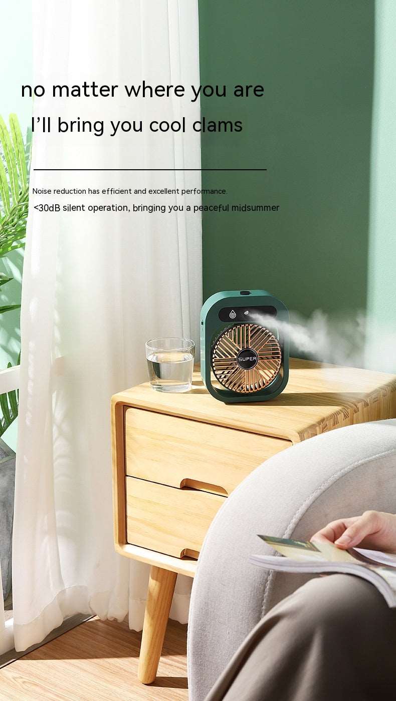 Air Conditioner Ice Mist Little Desktop Blowing Electric Fan with USB Charging - ChoreGirl