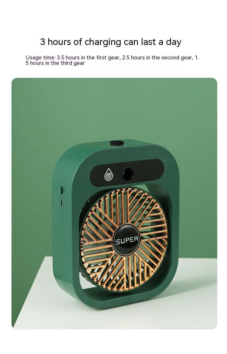 Air Conditioner Ice Mist Little Desktop Blowing Electric Fan with USB Charging - ChoreGirl