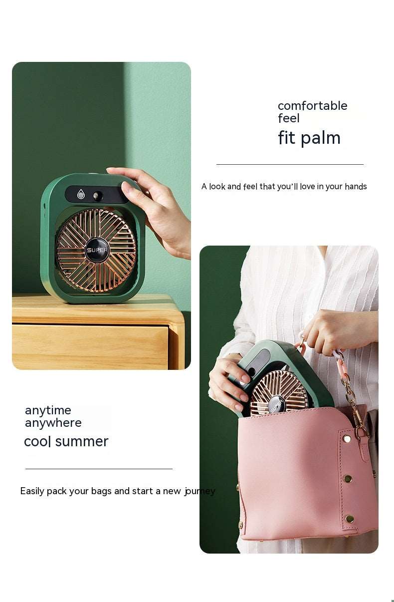 Air Conditioner Ice Mist Little Desktop Blowing Electric Fan with USB Charging - ChoreGirl