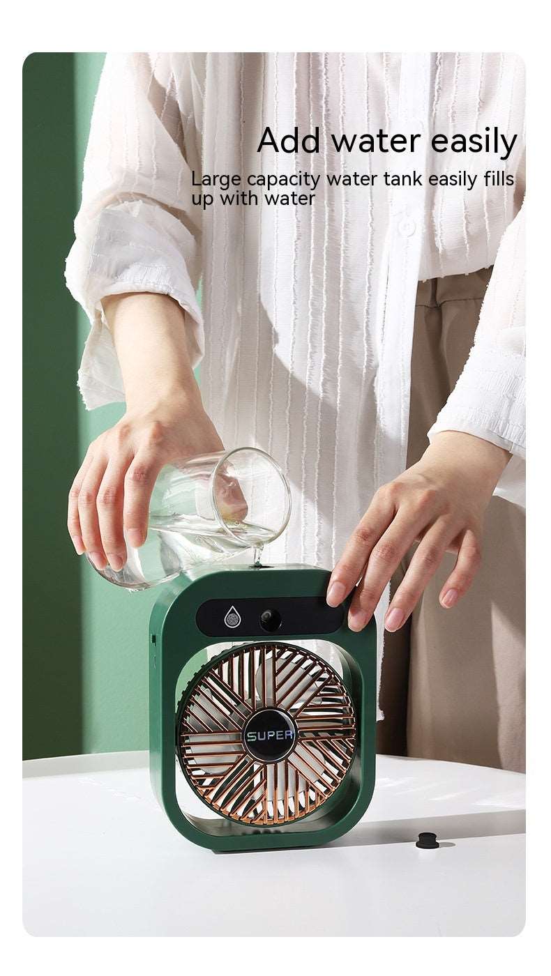 Air Conditioner Ice Mist Little Desktop Blowing Electric Fan with USB Charging - ChoreGirl