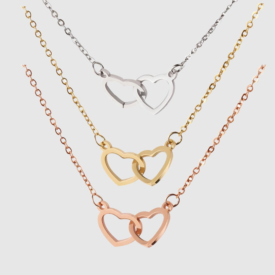 Custom Name Double Heart Necklace With 2 Names | PERSONALIZED - ChoreGirl