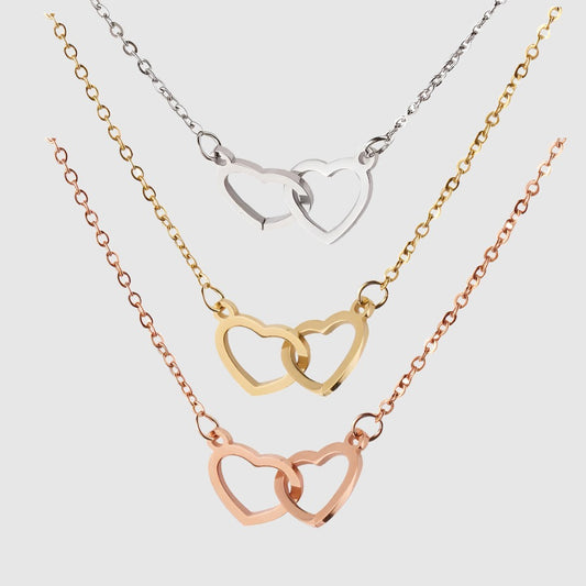 Custom Name Double Heart Necklace With 2 Names | PERSONALIZED - ChoreGirl