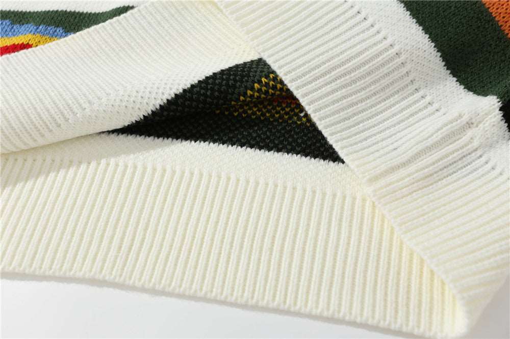 Men's Contrast Color Striped Knitted Jumper - ChoreGirl