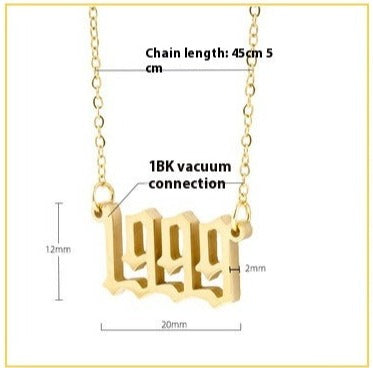 Unisex 18K Stainless Steel 1990-2022 Year Necklace - ChoreGirl