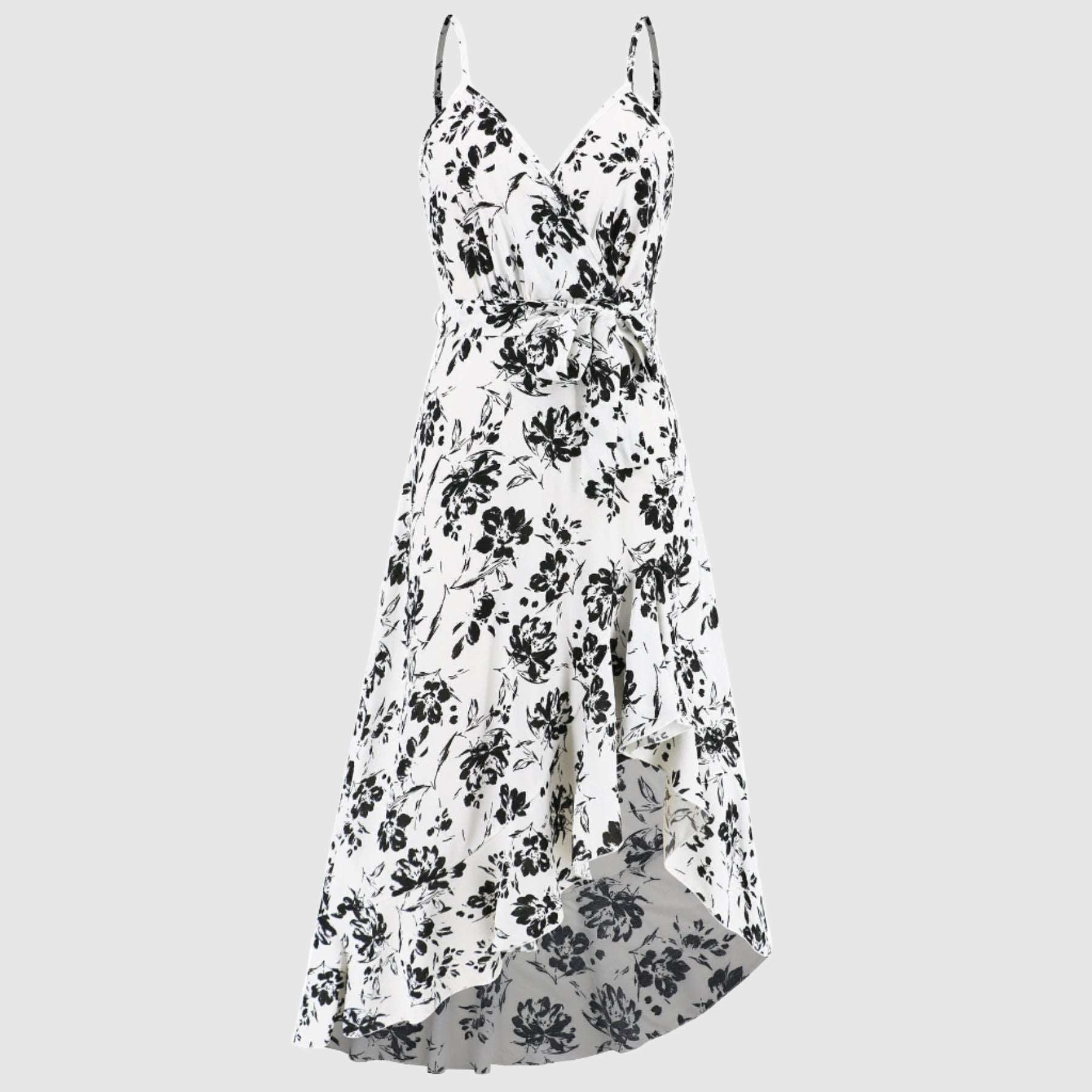 Women's Irregular Cut Floral Strap Dress - ChoreGirl