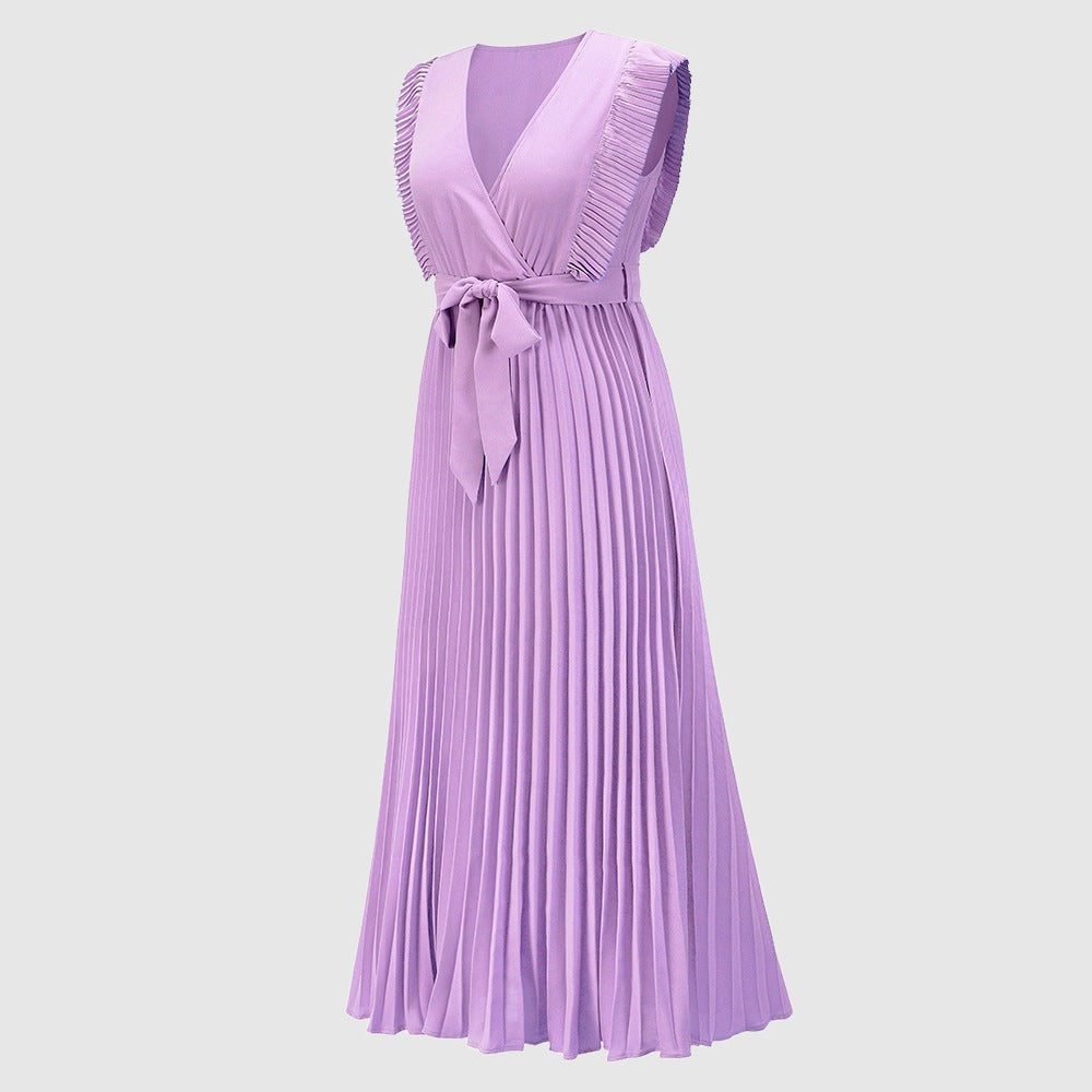 Women's Elegant Ruffle Sleeve Slim Fit Chiffon Dress - ChoreGirl