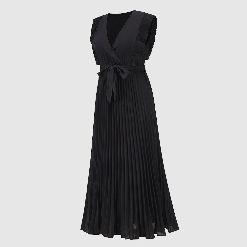 Women's Elegant Ruffle Sleeve Slim Fit Chiffon Dress - ChoreGirl