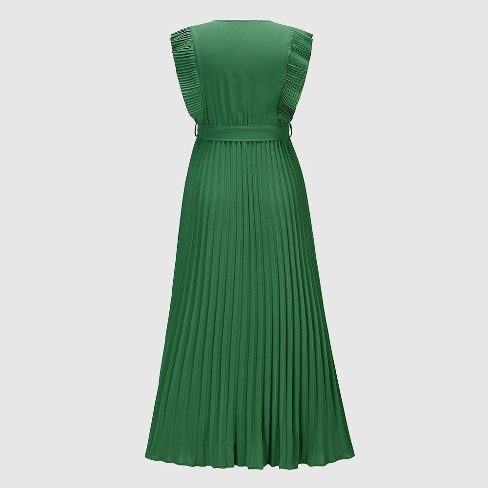 Women's Elegant Ruffle Sleeve Slim Fit Chiffon Dress - ChoreGirl