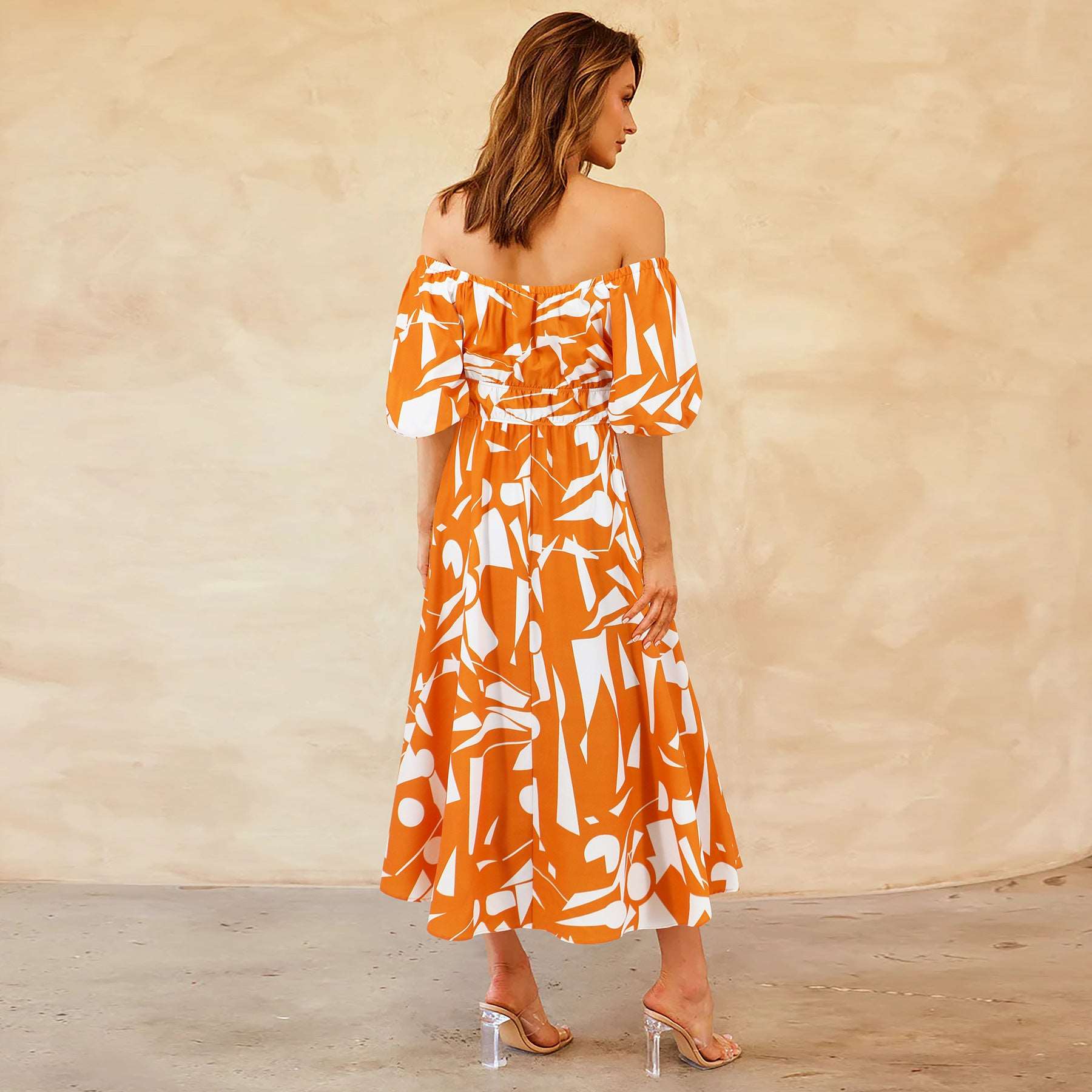 Women's Casual Off-shoulder Bubble Sleeve Large Swing Dress - ChoreGirl