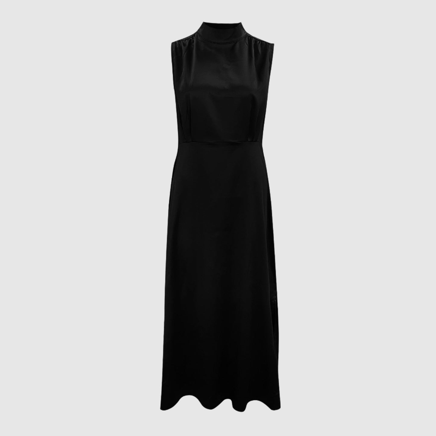 Women's Elegant Satin Stand Collar Long Dress - ChoreGirl