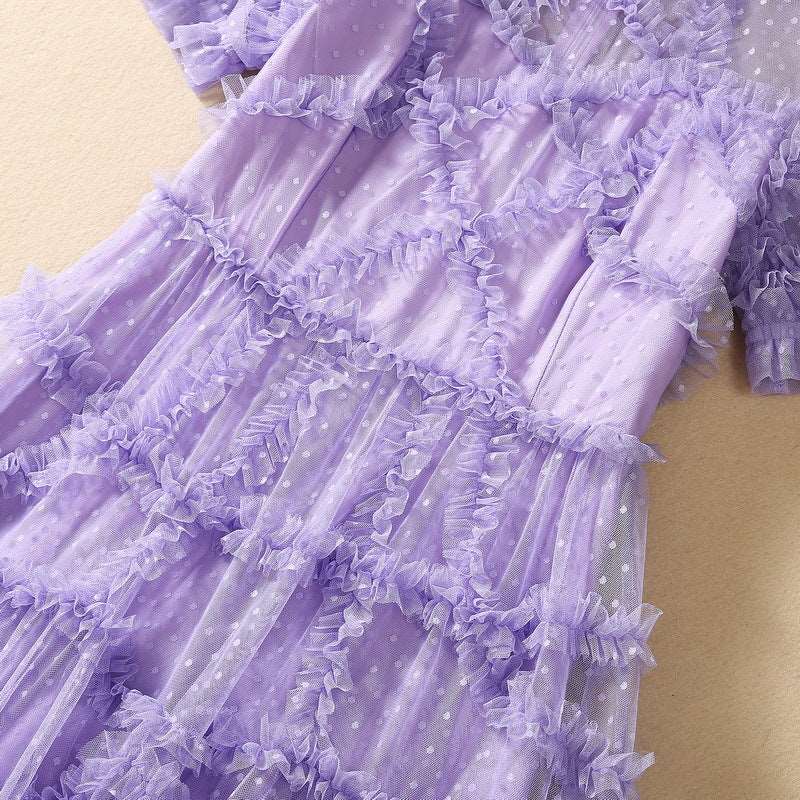 Women's Lace Dot Mesh Swing Dress - ChoreGirl