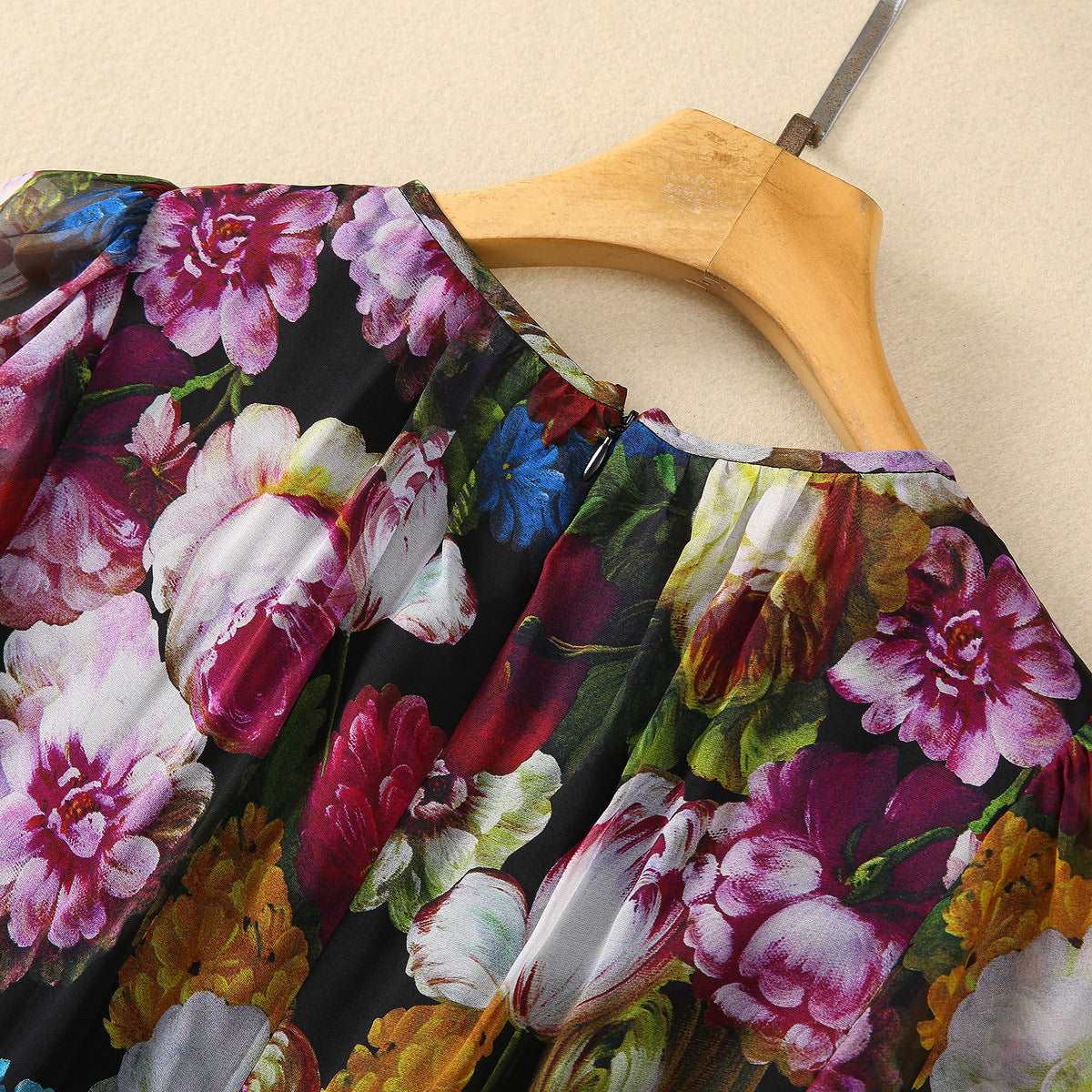 Women's Large Skirt Front Pleated Silk Chiffon Dress - ChoreGirl
