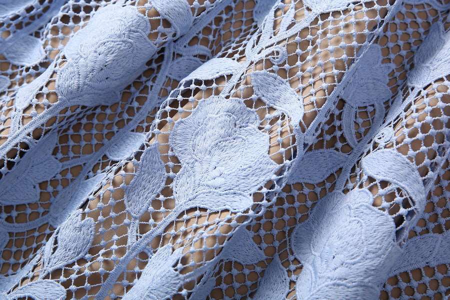 Women's Elegant Vintage Crocheted Round Neck Short Sleeve Dress - ChoreGirl