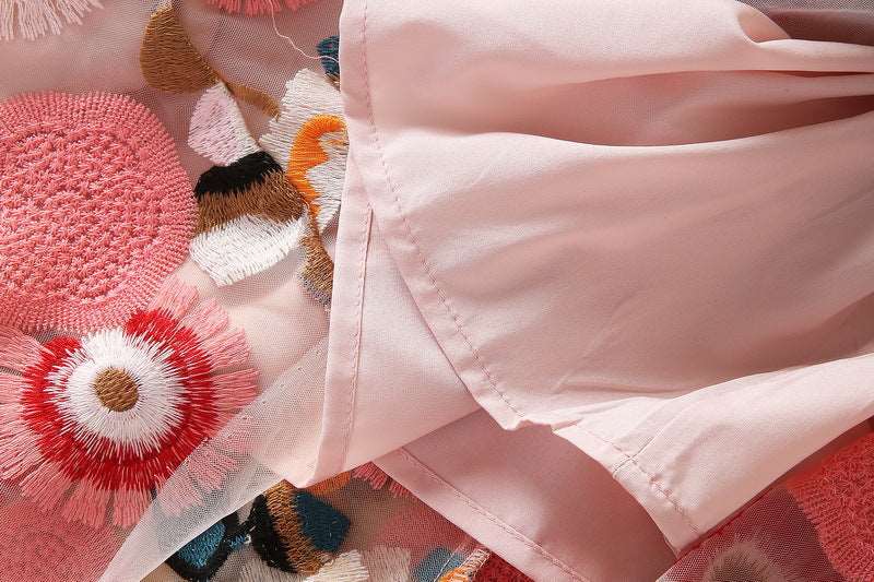 Women's Embroidered Mesh Fashion Dress - ChoreGirl