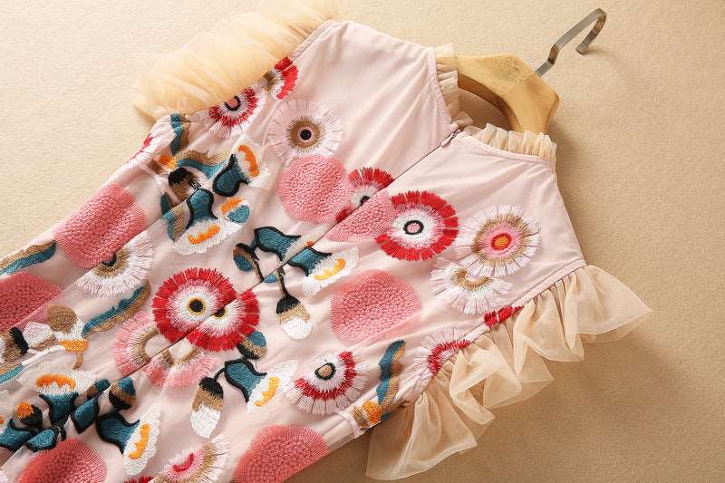 Women's Embroidered Mesh Fashion Dress - ChoreGirl