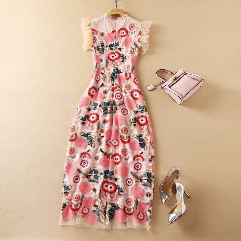 Women's Embroidered Mesh Fashion Dress - ChoreGirl