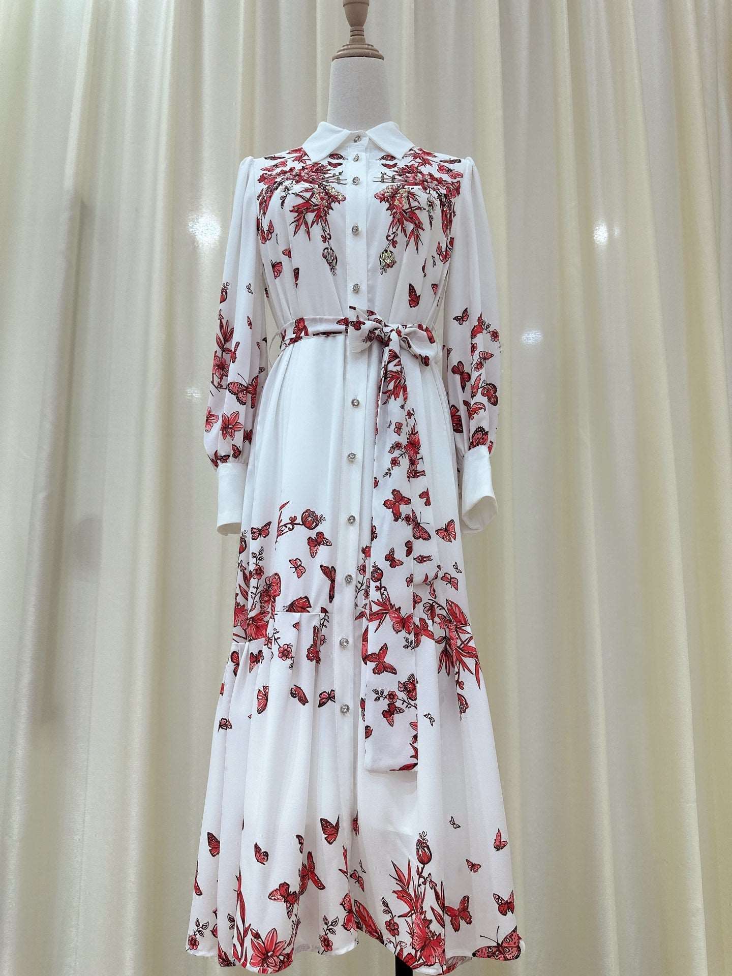 Women's Elegant Long Sleeve Shirt Dress - ChoreGirl