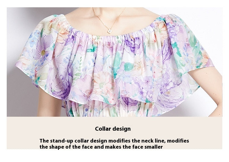 Women's Fairy Style Off-Shoulder Floral Dress - ChoreGirl
