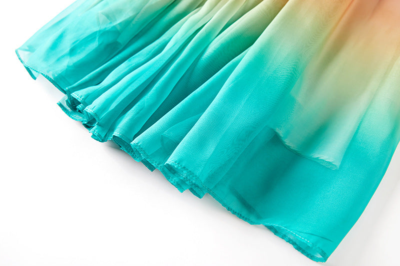 Women's A- Line Rainbow Gradient Chiffon Dress - ChoreGirl