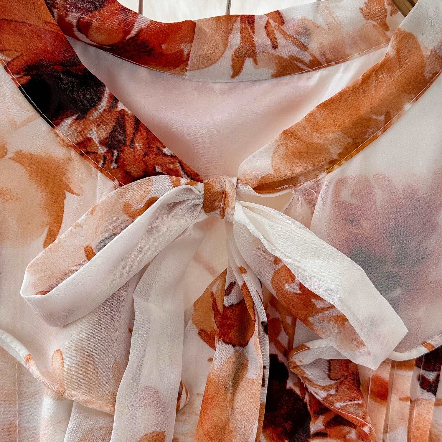 Women's Lace-up Bow Collar Slim Fit Long Chiffon Dress - ChoreGirl