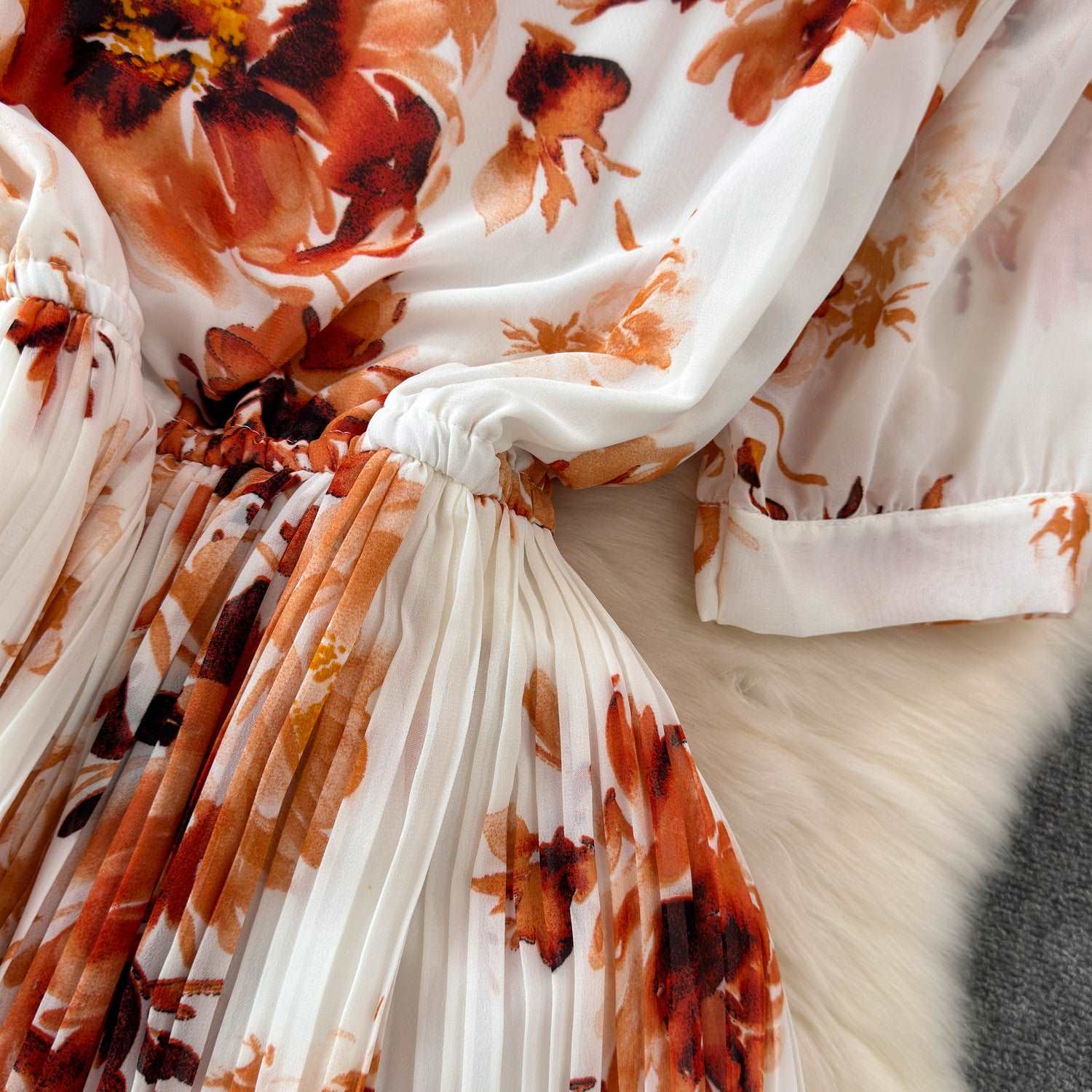 Women's Lace-up Bow Collar Slim Fit Long Chiffon Dress - ChoreGirl