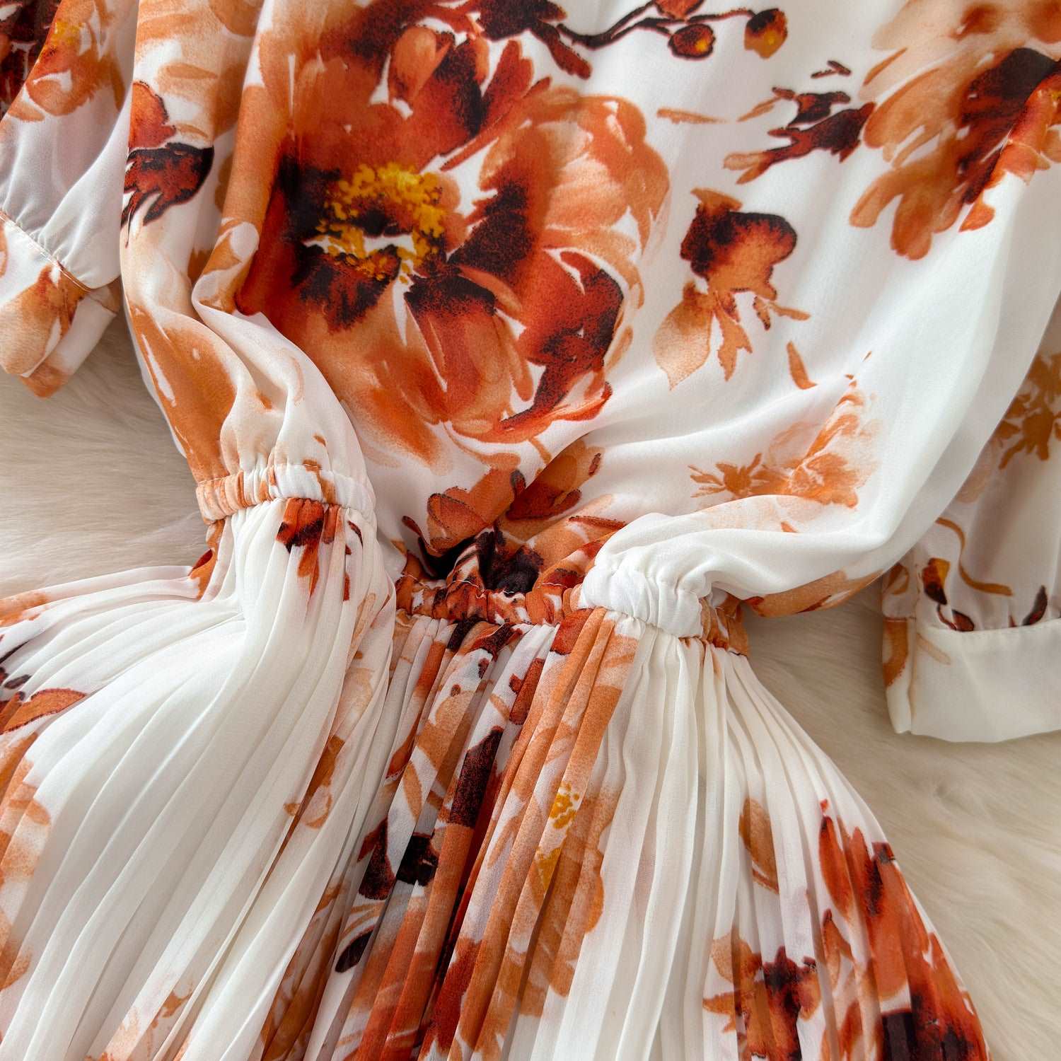 Women's Lace-up Bow Collar Slim Fit Long Chiffon Dress - ChoreGirl