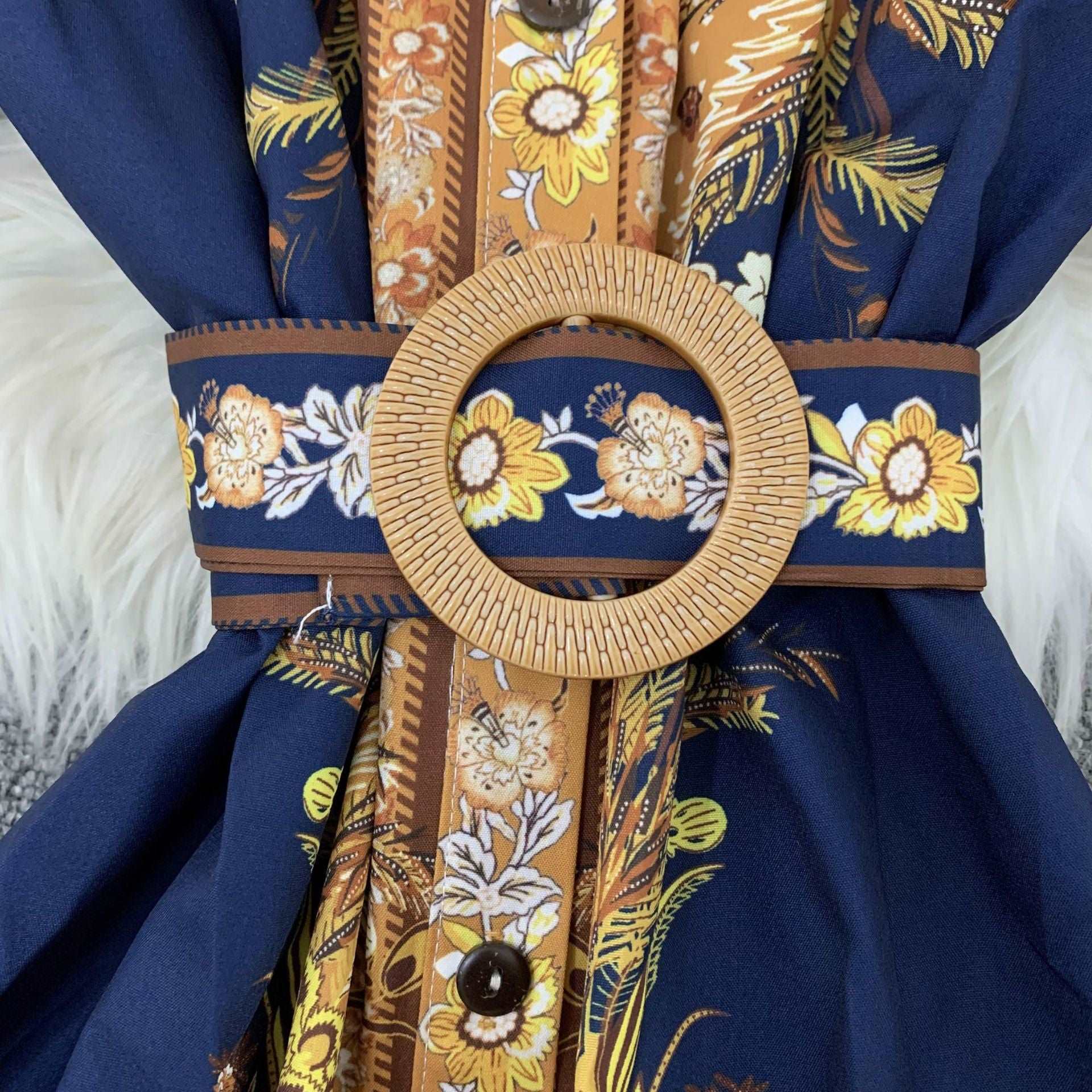 Women's High Waist Round Neck Shirt Dress - ChoreGirl